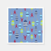 Serviette En Papier Thème nautique Bouée et homard monogrammée (Devant)