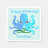 Serviette En Papier Thème nautique octopus bleu le plus coupé (Devant)