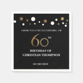 Serviette En Papier Thème or et noir 60ème anniversaire (Devant)