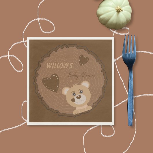 Serviette en papier thème ourson de la forêt pour