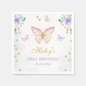 Serviette En Papier Thème Papillon rose Floral Girl Anniversaire (Devant)