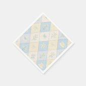 Serviette En Papier Thème patchwork bleu et jaune pour Baby Shower mig (Coin)