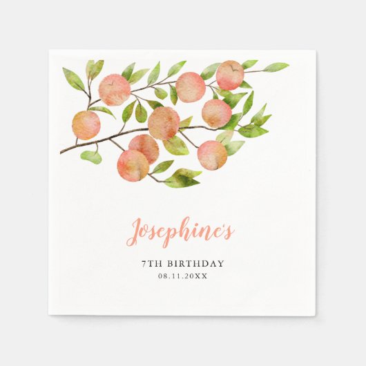 Serviette En Papier Thème Peach Fille Anniversaire Fête (Devant)