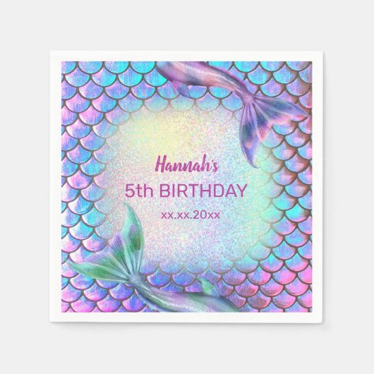 Serviette En Papier thème petite sirène motif Anniversaire (Devant)