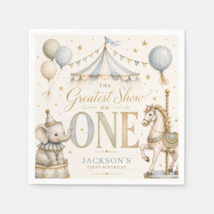 Serviette En Papier Thème rétro de carnaval garçon 1er anniversaire