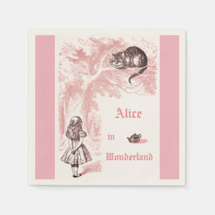 Serviette En Papier Thème rose Alice Vintage au Wonderland Tea Party
