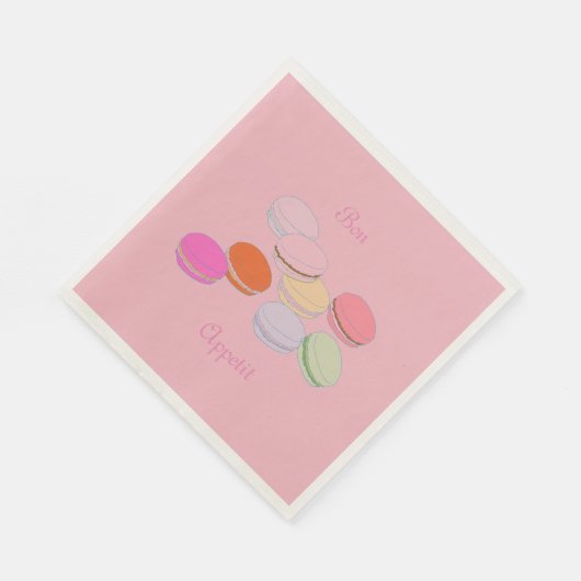 Serviette En Papier Thème rose Paris Français Macaron Bon Appetit (Coin)