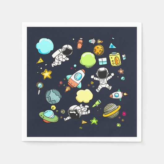 Serviette En Papier Thème spatial cool - Astronauts & Rocket Ships (Devant)