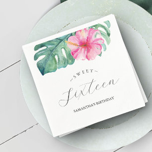 Serviette En Papier Thème tropical d'anniversaire pour 16 ans douceur