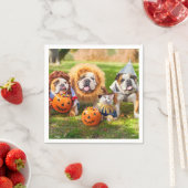 Serviette En Papier Three Bulldogs in Costumes (En situation)