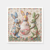 Serviette En Papier Three Easter Bunny Quilted Look (Devant)
