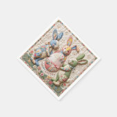 Serviette En Papier Three Easter Bunny Quilted Look (Coin)