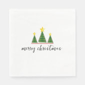 Serviette En Papier Three Trees, Merry Christmas Paper Napkin (Devant)