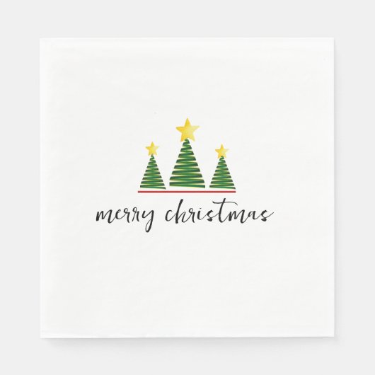 Serviette En Papier Three Trees, Merry Christmas Paper Napkin (Devant)