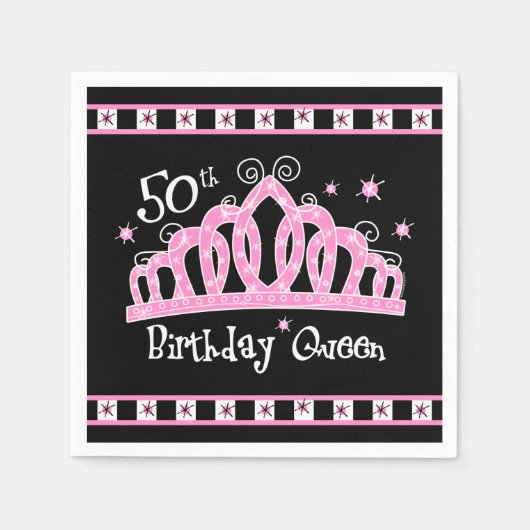 Serviette En Papier Tiara 50e Anniversaire Reine (Devant)