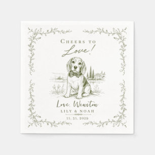 Serviette En Papier Tie Bow vert rustique personnalisé de mariage de B