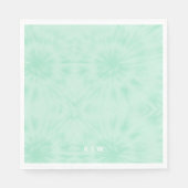 Serviette En Papier Tie Dye | Monogramme vert de menthe pastel (Devant)