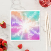 Serviette En Papier Tie Dye Pastel Aquarelle rose orange Turquoise vio (En situation)