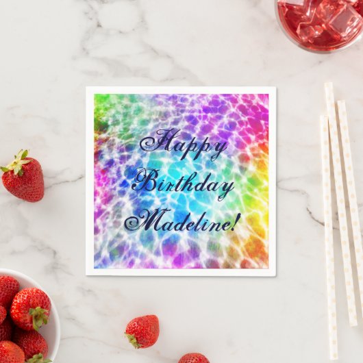 Serviette En Papier Tiedye Hippie Wavy Rainbow Effet (En situation)