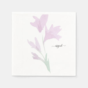 Serviette En Papier Tige de fleur sauvage rose Nom personnalisé