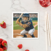 Serviette En Papier Tiger Baseball Player #27 Up To Bat (En situation)