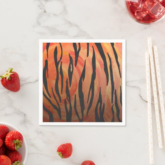 Serviette En Papier Tiger chaud orange et noir (En situation)