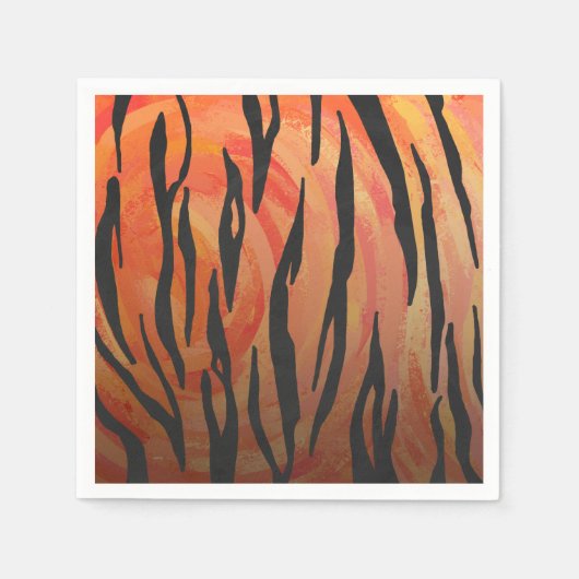 Serviette En Papier Tiger chaud orange et noir (Devant)