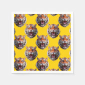 Serviette En Papier Tiger Head Pattern Design Yellow  (Devant)