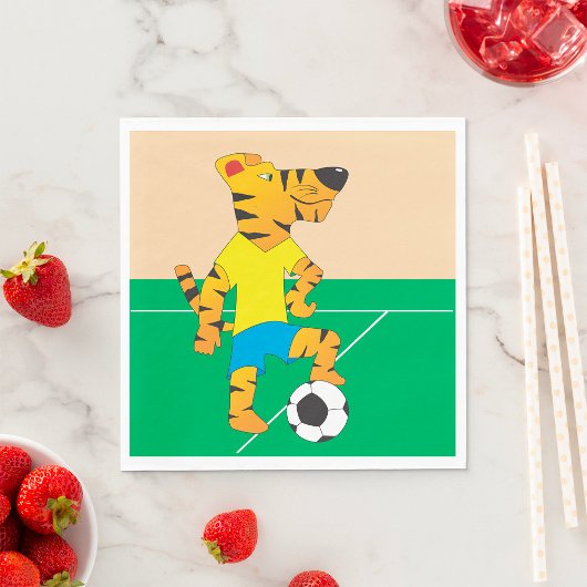 Serviette En Papier Tiger Jouer au football