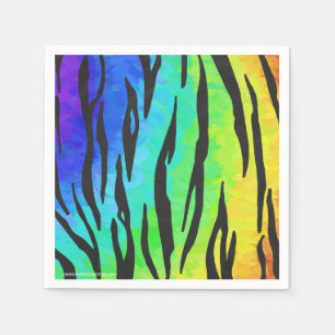 Serviette En Papier Tiger noir et arc-en-ciel