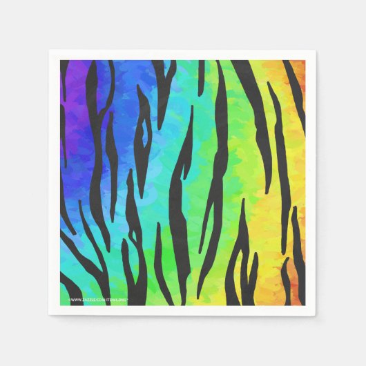Serviette En Papier Tiger noir et arc-en-ciel (Devant)