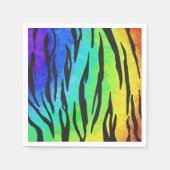 Serviette En Papier Tiger noir et arc-en-ciel (Devant)