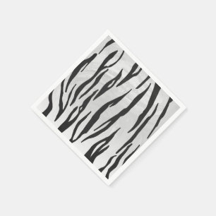 Serviette En Papier Tiger noir et blanc Impression