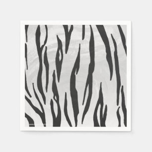 Serviette En Papier Tiger noir et blanc Impression
