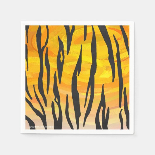 Serviette En Papier Tiger noir et orange (Devant)