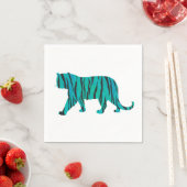 Serviette En Papier Tiger noir et Turquoise (En situation)