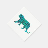 Serviette En Papier Tiger noir et Turquoise (Coin)