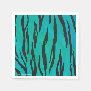 Serviette En Papier Tiger noir et Turquoise