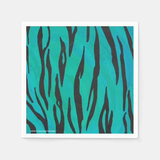 Serviette En Papier Tiger noir et Turquoise (Devant)
