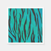 Serviette En Papier Tiger noir et Turquoise (Devant)