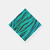 Serviette En Papier Tiger noir et Turquoise (Coin)