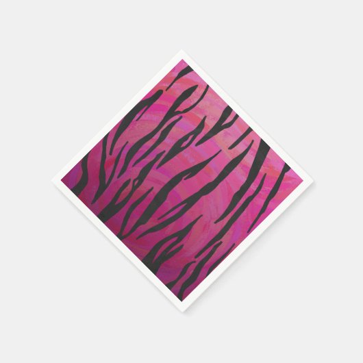 Serviette En Papier Tiger rose chaud et noir (Coin)