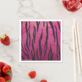 Serviette En Papier Tiger rose chaud et noir (En situation)