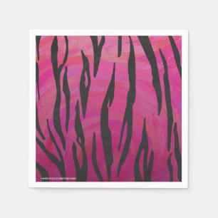 Serviette En Papier Tiger rose chaud et noir