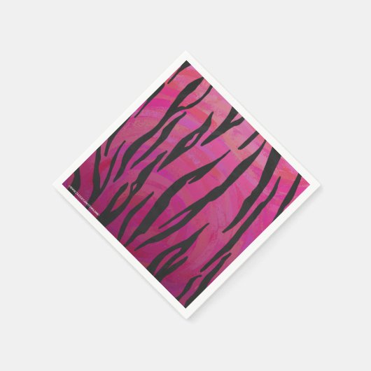 Serviette En Papier Tiger rose chaud et noir (Coin)