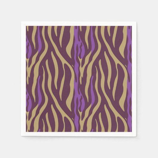 Serviette En Papier Tiger Stripes Motif en Purple & Gold Decoupage (Devant)