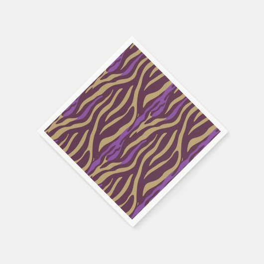 Serviette En Papier Tiger Stripes Motif en Purple & Gold Decoupage (Coin)