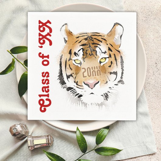 Serviette En Papier Tiger Tête Aquarelle Animal Année Classe