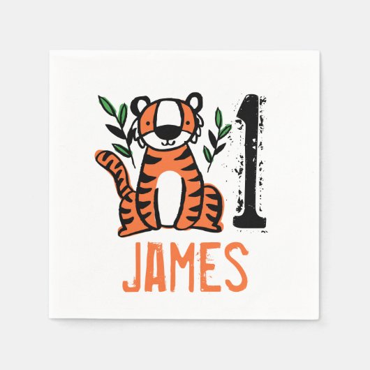 Serviette En Papier Tiger Wild One Bird Party (Devant)