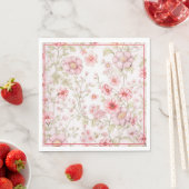 Serviette En Papier Tiges de fleurs roses  (En situation)
